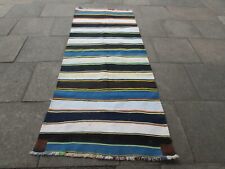Vintage Traditional Hand Made Oriental Cotton Wool Blue kilim Runner 260x110cm