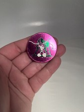 Vntg POG 1990s Bull Purple Green Smoke Horns Foil Cap Milk Bottle Top Toy HTF