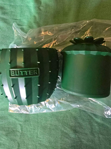 Green silicone butter crock - green,