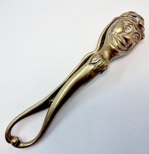 Jester's Head Nutcracker 7" Long Vintage Holiday Jester Nut Cracker Solid Brass