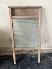 Vintage Antique ACME British Wash Board Wood And Glass