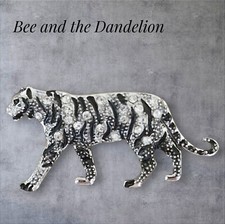 Silver Tone Tiger Crystal