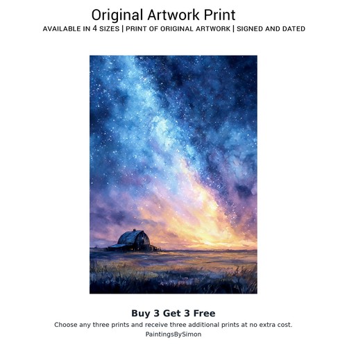 Barn night sky print on - sky, |