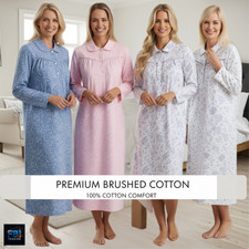 Ladies Winceyette Nightdress Warm 100% Cotton Long New  Flannel Nightie 8-26