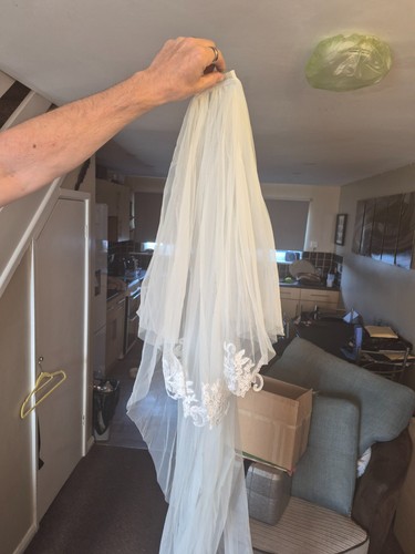 White wedding veil with floral