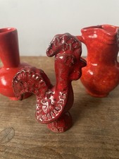 Group Of Vintage Italian Pottery By zitano Cockerel  2 Vases With Label VGC MCM