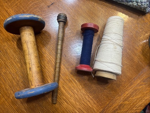 Antique wooden textile spools - antique,