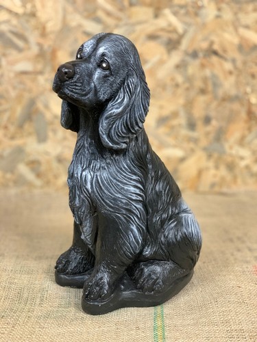 Stone black spaniel statue