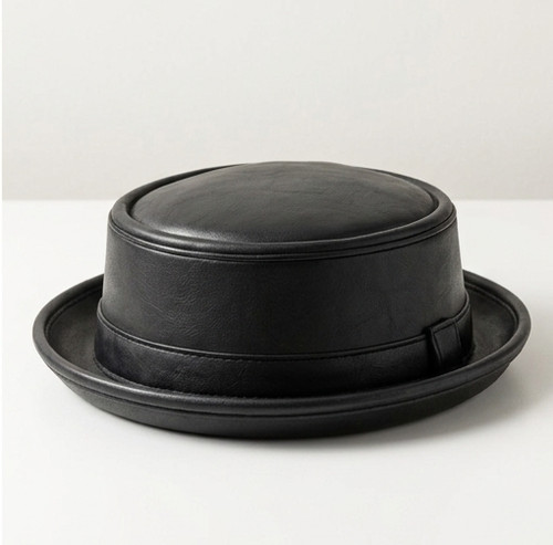 Handmade black leather pork - leather,