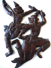 Carved Wood Wall Plaque - Two
