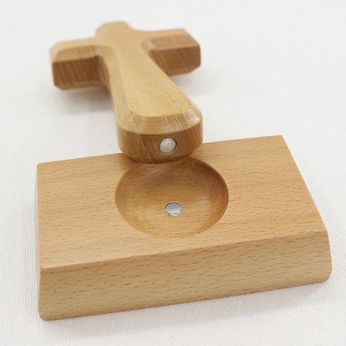 Wooden standing cross statue - wooden,