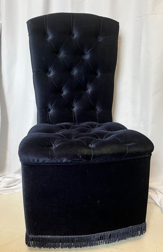 Blue velvet tufted slipper - blue,