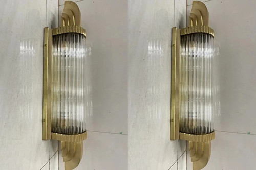 Pair art deco - skyscraper, brass