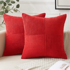Pack Of  2 Corduroy Red 18x18