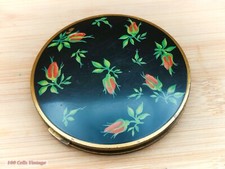 Vogue Vanities black and gold floral-Vintage Make Up/Powder Compact-1pi