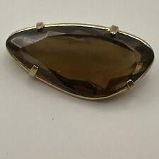 SPHINX London Vintage Brooch Plated Gold Topaz Smokey Quartz Minimalist MCM