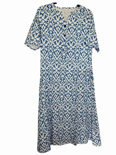 Blue white ikat print midi - ikat,