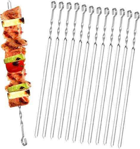12pcs bbq long metal - long, kebab