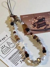 Retro Brown Beaded Phone Charm