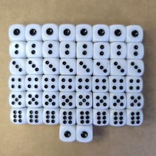 20 White Dice 12mm D6 (6 sided)