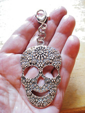 4" Drop Halloween "Day of the Dead" Sparkling Sugar Skull Purse or Bag Charm