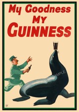 Vintage Poster GUINNESS Seal Drink Advertising Beer PRINT Kitchen Bar Pub A3 A4