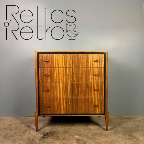 Mid century teak black chest - &,