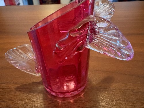 Cranberry victorian vase - cranberry,