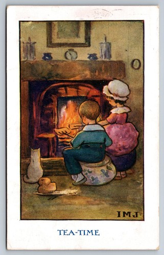 Tea time fireplace - tea-time, scene