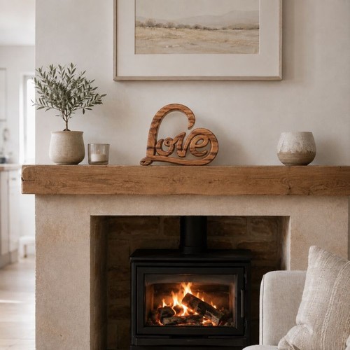 Carved wooden word - art, love