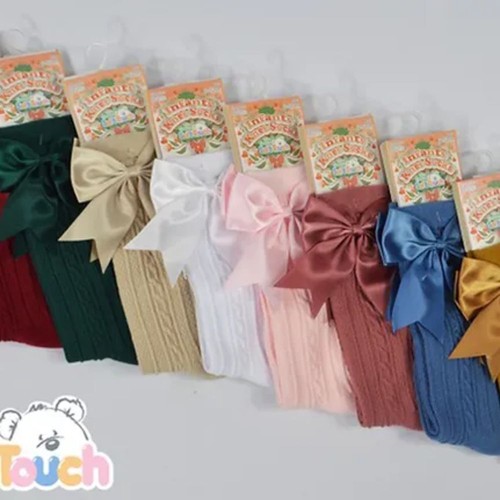 Girls knee high socks bow - high,