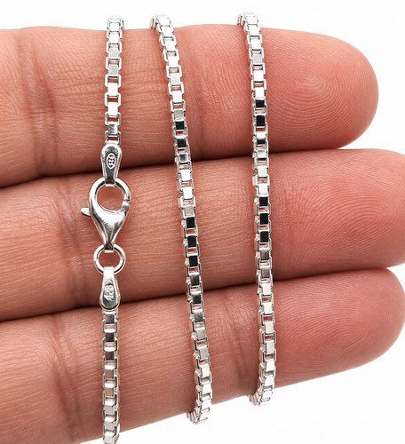Silver box chain necklace - box, link