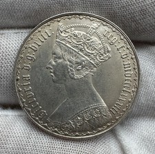 1883 Britain Victoria Gothic Silver Florin UNC Lustrous Scarce In High Grade
