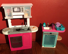BARBIE DOLL: KITCHEN UNIT SINK /HOB /OVEN & DISHWASHER WITH ACCESSORIES - SPARES