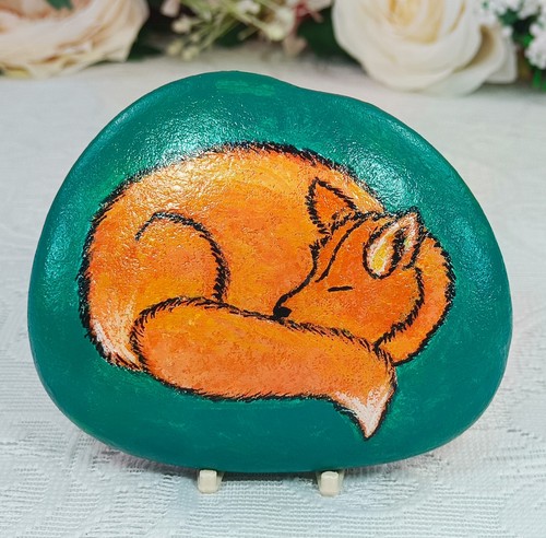 Hand painted pebble stone - hand,