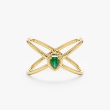 Solid 10k Gold Ring Emerald Gemstone Ring Natural Jewelry Ring Duty/Tariff free
