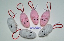 A SET OF 6 HAND KNITTED PINK &