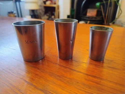 Three antique pewter spirit - pewter,