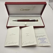 CARTIER TRINITY BALLPOINT PEN BORDEAUX LACQUER & GOLD TRIM WITH BOX & PAPERS.