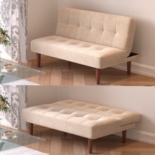 Fabric Sofa Small 2 Seater 4ft Sleeper Sofa Bed Recliner Couch Settee Apartment