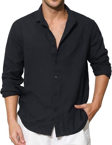Mens cotton linen long sleeve - long,