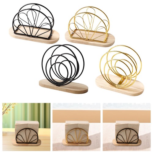 Metal wood base napkin holder - metal,