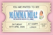Personalised Mamma Mia Musical West End  UK Tour Mock Ticket V1