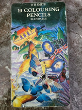 WH Smith Blendable Coloured Pencils. Tin Case. Used.
