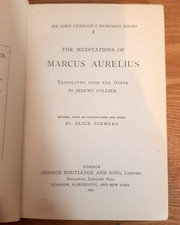 1891 THE MEDITATIONS OF MARCUS AURELIUS TRANSLATED FROM GREEK BY COLLIER @