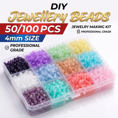 100pcs 4mm glass - 4mm, round