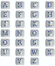 Colorev Daisy Charm - BLUE DAISY LETTERS -  9mm Italian Modular charm bracelets
