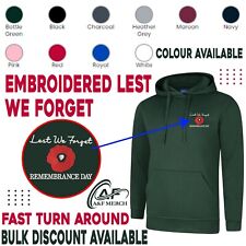 Remembrance Day Embroidered Hoodie Lest We Forget Poppy Flower Soldier Armed