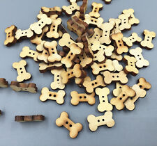 100pcs Wooden Dog Bone Buttons