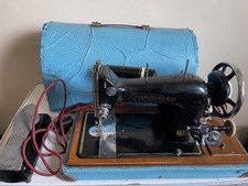 Vintage Harris 9H No 705 Hand Crank Sewing Machine, electrified with carry case